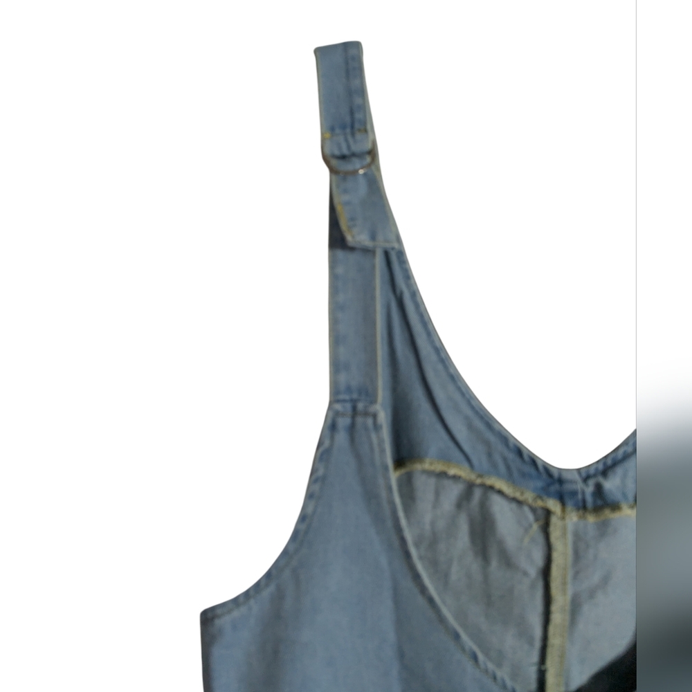 β¨ Chartou Collection Denim Romper | Adjustable Strap | Light Wash | Size M | NWT - Picture 4 of 9